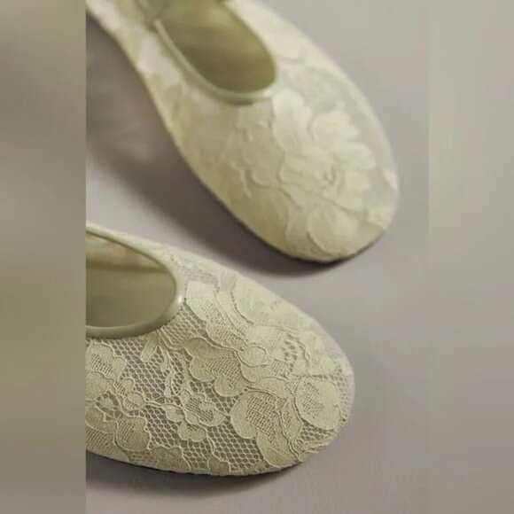NEW ANTHROPOLOGIE Jeffrey Campbell Swan-Lake Lace Flats Mint Women's Size 9 - Picture 2 of 4